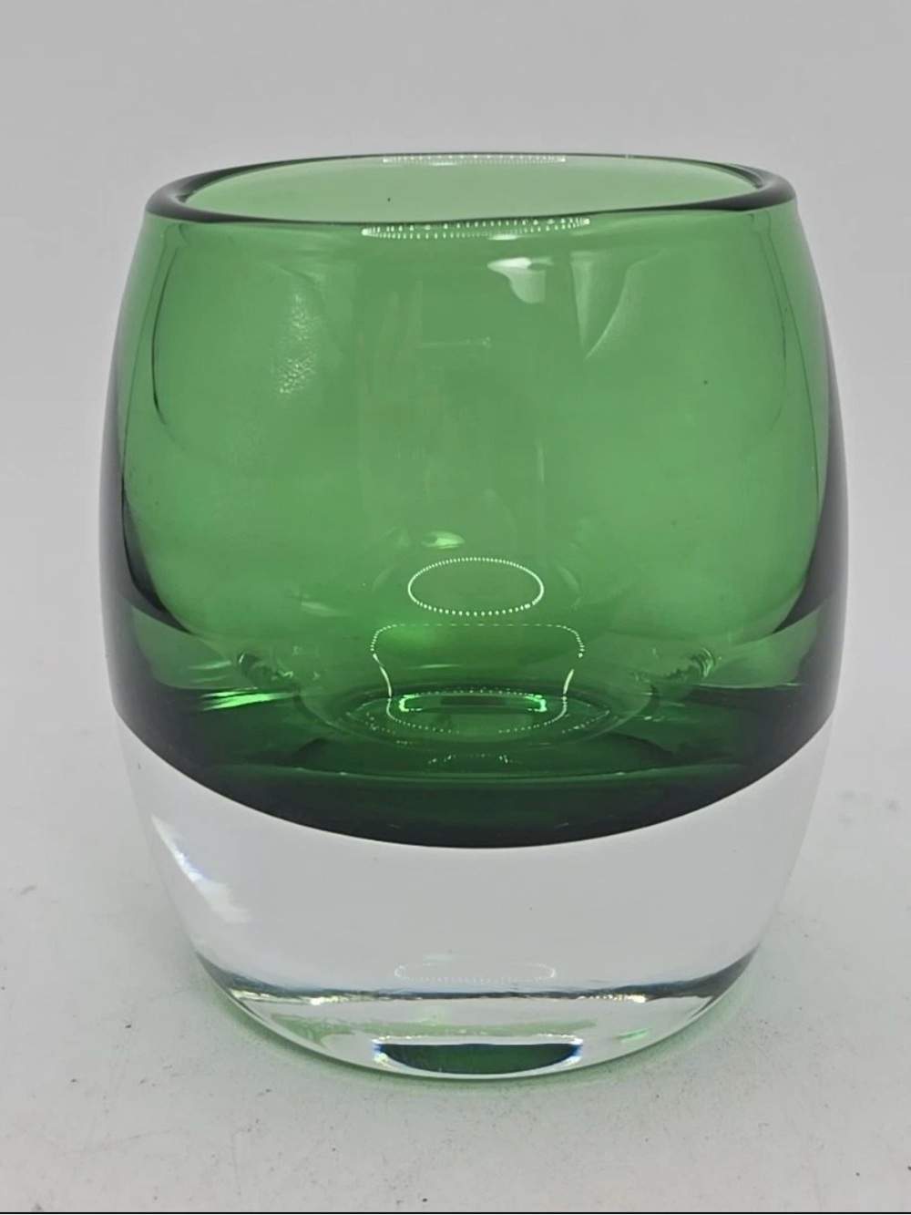 Crate & Barrel Emerald Green & Clear Glass Votive Tea Light Candle Holder